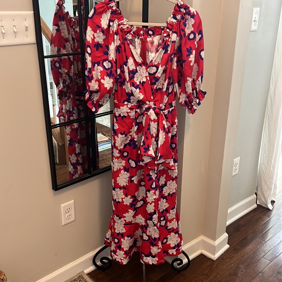 Saloni RARE Olivia Floral Silk Jacquard Midi Dress - Picture 4 of 11